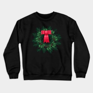 Christmas Wreath |Red Satin Bow | Berries and Holly by Cherie(c)2021 Crewneck Sweatshirt